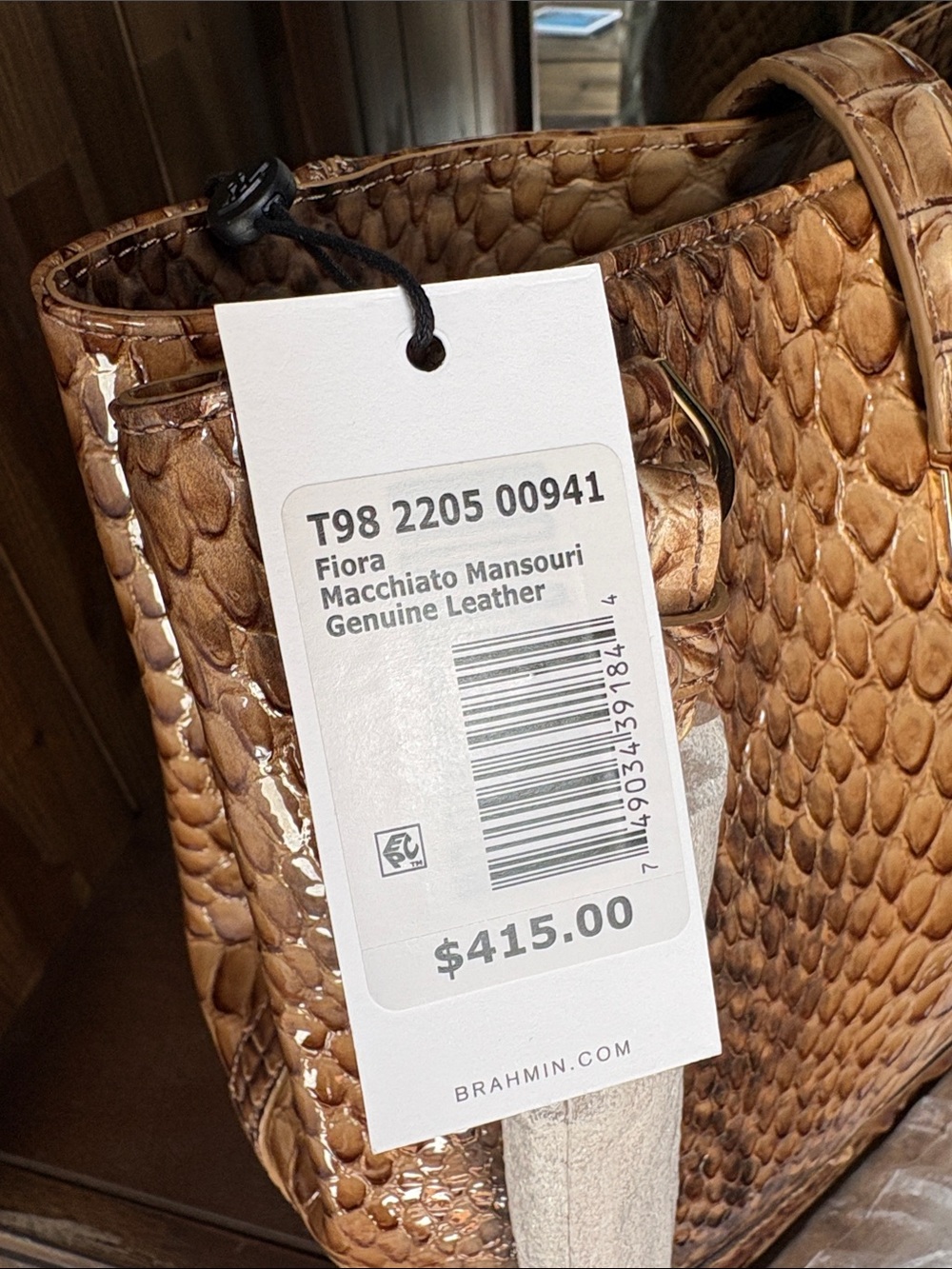 🔥 🔥 🔥 Brahmin Cognac Python-Embossed NWT Shoulder Bag - Picture 2 of 14
